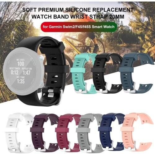 Replacement Watch Band Soft Breathable Adjustable Silicone Wrist Strap 20MM For Garmin Swim2/F45/f45S Smart Watch