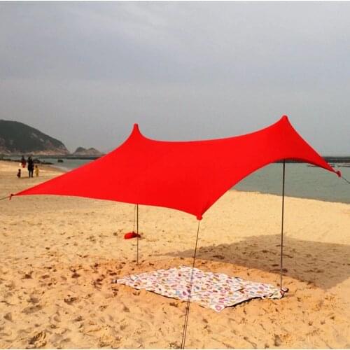Family Beach Tent Sun Shade Tent Lightweight Sun Shade Embrane With Sandbag Anchors 4 Free Pegs UPF50+ UV Large Portable Canopy
