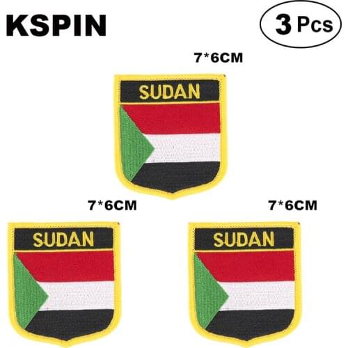 Sudan Shiled Shape flag patches national flag patches for Cothing DIY Decoration