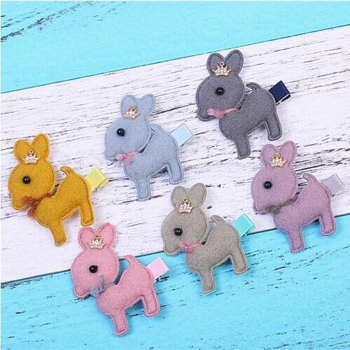 Boutique 30pcs Fashion Cute Felt Deer Girls Hair Clips Solid Kawaii Glitter Crown Animal Girls Hairpins Headwear Accessories