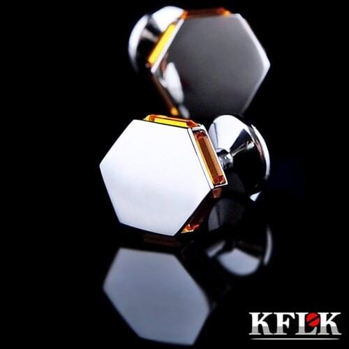 5 Colors KFLK Luxury shirt cufflinks for mens gift Brand cuff buttons Crystal cuff link High Quality abotoaduras Jewelry