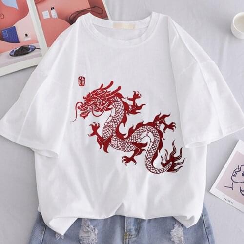 Dragon Fun Graphic Print T-shirt Women Tee Harajuku Aesthetic White Top Casual Tshirt 2021 New Summer Fashion Y2k Female T Shirt