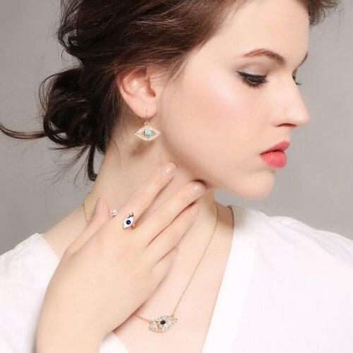 2 Color Popular Hot Sale Geometric Enamel Evil Eyes White Similite Pearl Finger Rings Gold Color Fashion Rings For Women Jewelry