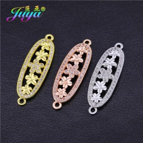 Juya Womens Jewelry Components Handmade DIY Flowers Charm Connector Accessories For Needlework Bracelet Necklace Earring Making