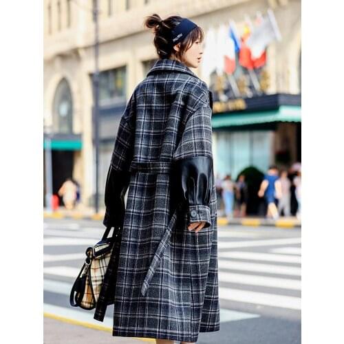 2020 Real Wool Female Cashmere Coat Autumn Winter Jacket Women Double Side Woolen Coats Plaid Long Jackets MY4036
