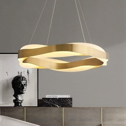 Gold Postmodern Luxury LED Chandelier Lighting Dining Living Room Creative Round Hanging Lamp Bedroom Minimalist Nordic Fixtures