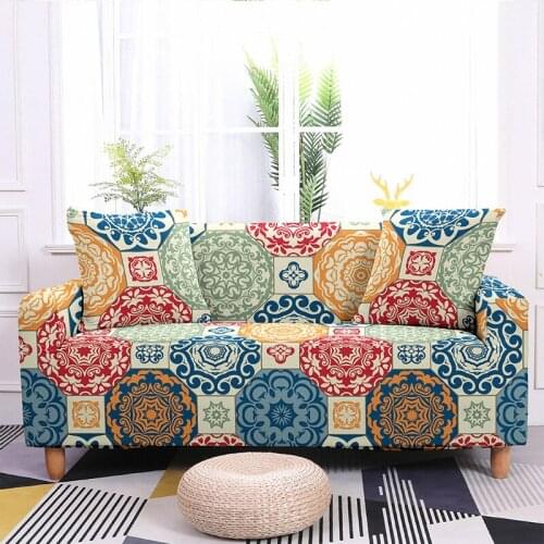 1/2/3/4 Seaters Moroccan Bohemia Style Sofa Cover For Living Room Armchair Cover Elastic Slipcover Stretch Couch Cover