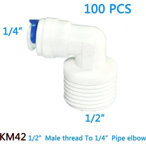 100 PCS 1/2" OD Hose Quick Connection 1/2" Pipe Elbow Union Connector RO Water Reverse Osmosis Aquarium System Connector Fitting