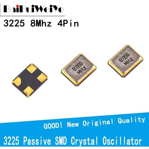 20PCS/LOT 3225 4P 3.2*2.5mm 8MHZ 8M 8.000MHZ Passive SMD Crystal 4Pin Oscillator Quartz Resonator