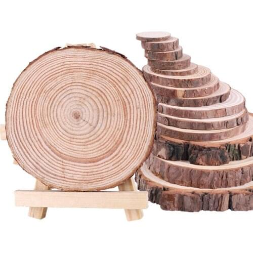 3-12cm Thick 1 Pack Natural Pine Round Unfinished Wood Slices Circles With Tree Bark Log Discs DIY Crafts Wedding Party Painting
