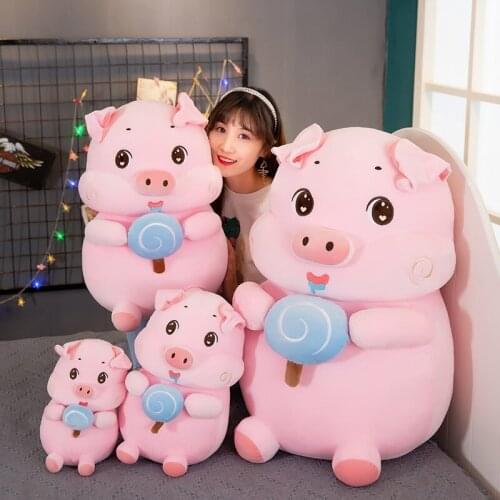 30/40/60cm Kawaii Candy Pig Plush Toys Stuffed Soft Animal Pig Sleeping Pillow Cushion for Friend Girl Birthday Valentines Gift