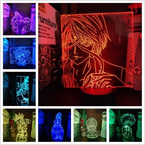 Hunter X Hunter 3D Visual Night Lamp Led Touch Sensor Colorful Bedroom Decor Nightlight Anime HxH Japanese Manga Gadget Kid Gift
