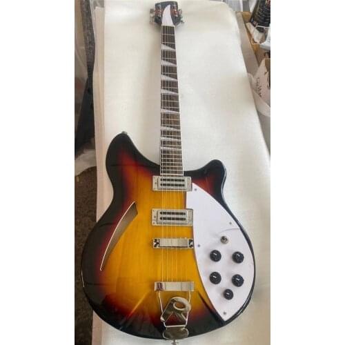 6 string 360 electric guitar, sun color, rosewood fingerboard, half hollow core guitar, free delivery, customized guitar