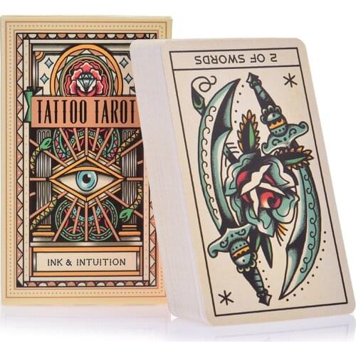 78PCS Tattoo Tarot Cards Family Holiday Party Playing Card Deck Tarot Card English Tarot Game Card Board Games Set Entertainment