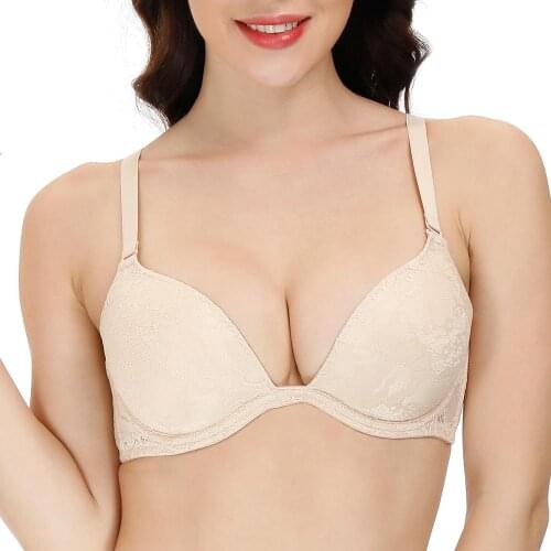 Sexy Women Bra Lace Bralette Embroidery Plunge Mesh Brassiere Push Up Bras Elasticity 30 32 34 36 38 40 42 44 A B C D DD E