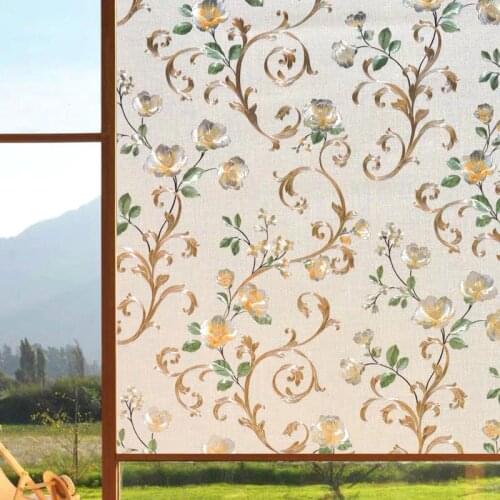 Colors peony 3D embossing Home Window Cover Film No-Glue Static stained Decorative Privacy Glass Sticker 40/45/50/60/75/80*200cm