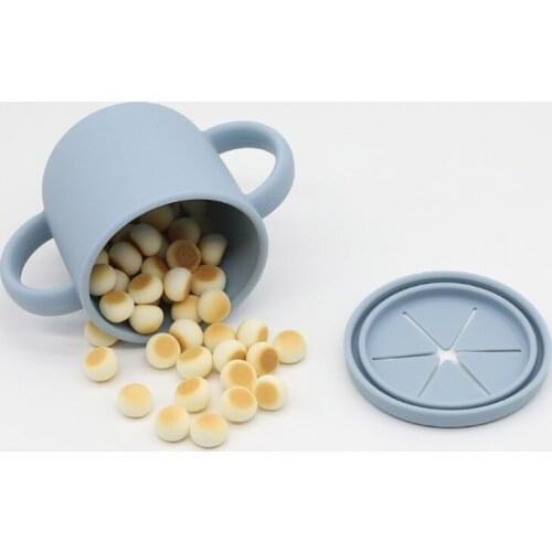 T5EC 300ml Baby Silicone Snack Cup Infants Feeding Food Bowl with Double Handle No Spill Snack Container Water Bottle