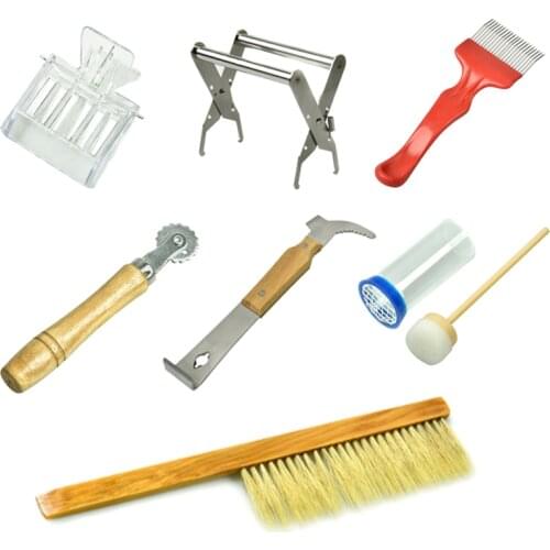 DLKKLB 7 Pcs/set New Practical Beekeeping Equipment Kits Beekeeping Hive Tool Capture Mark Clean Tool Kit