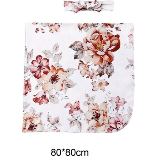 Newborn Infant Baby Girl Boys 0-6M Cotton Swaddle Wrap Blanket Sleeping Bag Cloth Headband