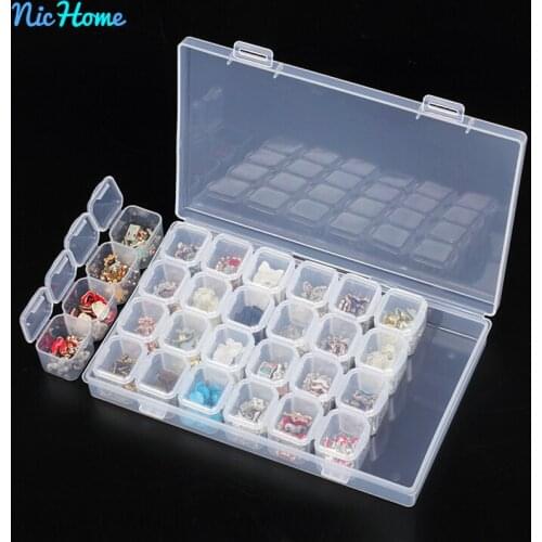 28 Grids Diamond Embroidery Painting Box Accessories Case Clear Plastic Beads Display Storage Boxes Cross Stitch Tools