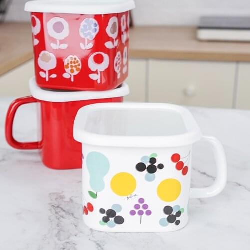 Noodle square Bowl With Lid Handle Leak-Proof Food Container Soup Bowls milk coffee mug General use for Gas and Induction Cooker