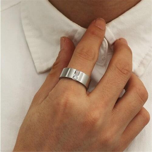 MOREDEAR 8mm Stainless Steel Ring For Men And Women Zircon Rings