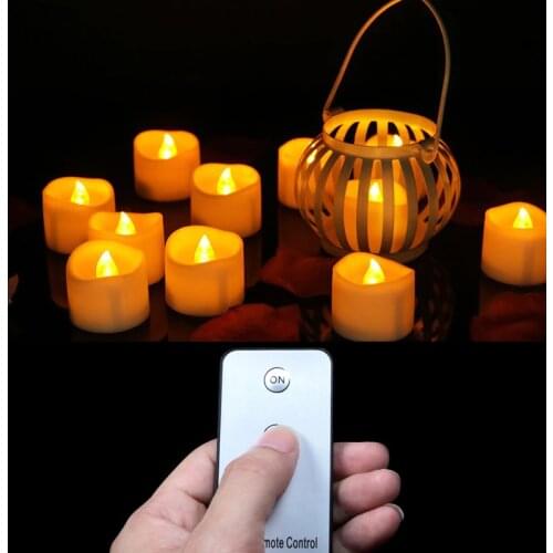 Pack of 3 Yellow Flicker Light Remote candele,Warm white velas perfumadas,Flameless Flickering candles home decoration