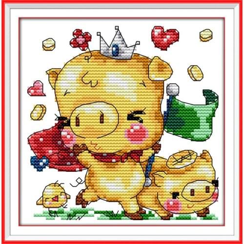 Charming pig cross stitch kit 14ct 11ct count print canvas stitches embroidery DIY handmade needlework plus