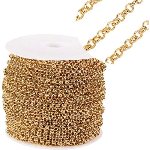 Wholesale 1 meter Width 3mm Gold Stainless Steel Round Pearl Bulk Chain Necklace For Women Men DIY Jewelry Bracelet Necklace