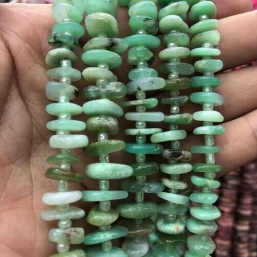 Wholesale 3strings 15.5" Natural Chrysoprase Beads Coin Chip Nugget Beads Stone Nugget Gem Jewelry Making Beads