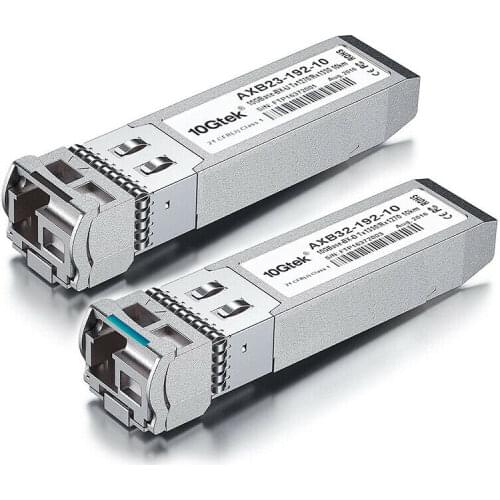 A Pair of 10 Gigabit SFP+ Bidi Single-Mode Transceiver, 10GBASE-LR BIDI Single LC Module for CSC, 1270nm/RX1330nm, up to 10-20km