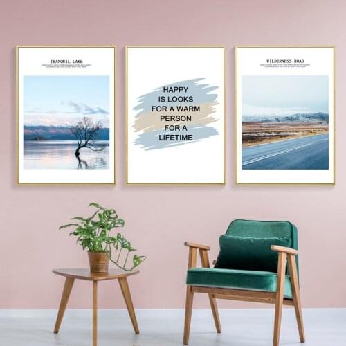 Scenery wall art poster happy english quote canvas painting home print art wall pictures