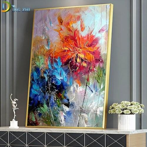 Full Display Square Round 5D DIY Diamond Painting Abstract Watercolour Blue Orange Flower Diamond Embroidery Cross Stitch Mosaic