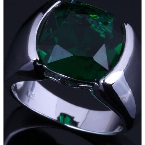 Romantic Green Cubic Zirconia Silver Plated Ring V0617