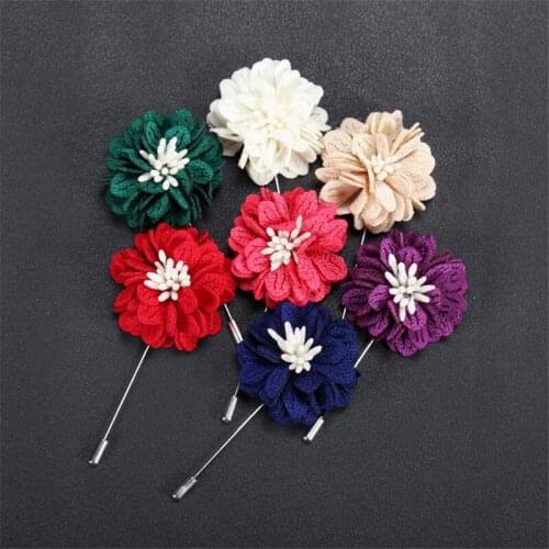 Handmade 5Pcs/Lot Wholesale New Lapel Pin Mens Suits Long Chest Flowers Wild Mens Brooches Wedding Brooch