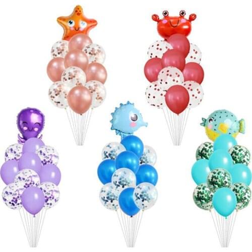 Cartoon Sea Animal Aluminum Foil Balloon Set Ocean Theme Baby Birthday Party Decoration Package Digital Balloon