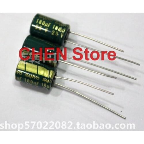 20PCS SANYO AX 25V180UF 8X12MM Green gold 180UF 25V high frequency electrolytic capacitor 180UF/25V DIY Electrolytic