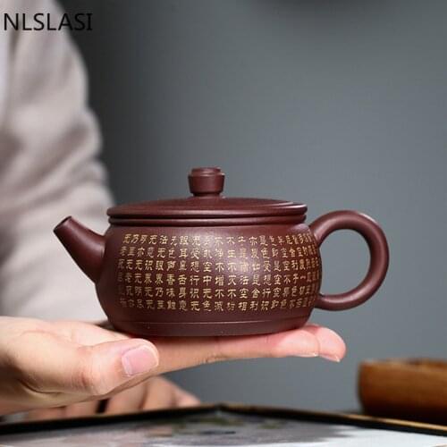 Yixing Purple Clay tea pot filter Heart Sutra Teapots beauty kettle Raw ore Purple mud Handmade Tea set Authentic 260ml