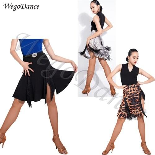 Latin dance chacha skirt fringes leopard dance samba skirts woman freeshipping