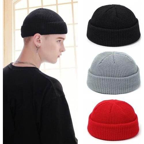 Beanie Knitted Hats for Women Black Beanie Hat Winter Mens Hats Women Beanies For Ladies Skullcap Solid Cap Knitted Thick hat