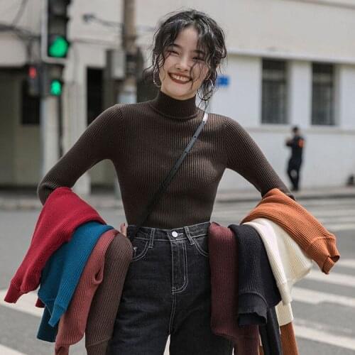 Woman Sweaters New Product Sales High Collar Sweater Womens Winter Long Sleeves Inner Wear Top Sweater