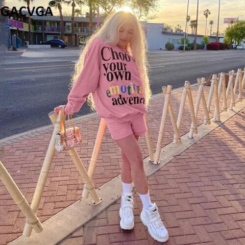 GACVGA Streetwear Sweatshirts Long Sleeve Tops And Shorts Women Tracksuits Autumn Two Piece Sets Sweatsuits Outfits Sudaderas