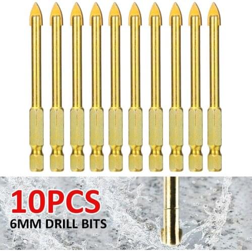 10pcs Glass Drill Bits Hole Saws For Glass Marble Porcelain Spear Head Ceramic Tile Drill Bit Spade Drilling Bits