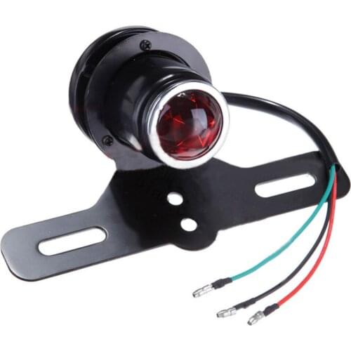 12V Red Lens Tail Light Universal License Plate Motorcycle Brake Tail Lamp for Chopper Bobber Cafe Racer Car Lighting Lamp