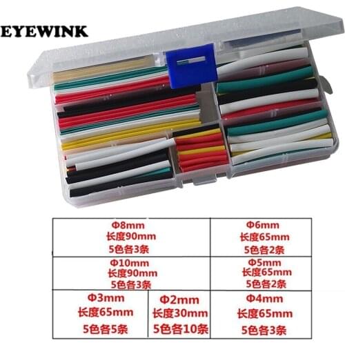 140Pcs Assorted Polyolefin Heat Shrink Tubing Tube Cable Sleeves Wrap Wire Set 8 Size Multicolor/Black