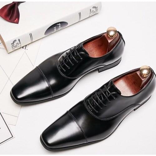 2019 autumn Brand Full Grain Leather Business Men Dress Shoes Retro Patent Leather Oxford Shoes For Men Big Size 39-44 S4-14