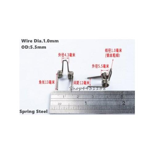 4pcs/lot Wire Dia.1.0,Outer Dia.5.5mm ,3Circles Spring Steel Double twist spring Torsion spring Heteromorphic spring