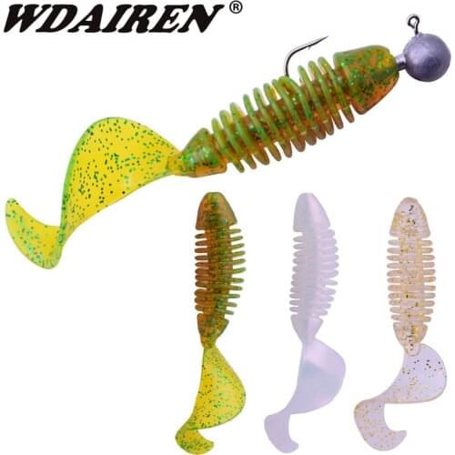 5pcs/lot Fishing Spiral Maggots Soft Lures 6.5cm 3.2g Jigging Wobblers Worm Swimbaits Silicone Artificial Baits Bass Carp Tackle
