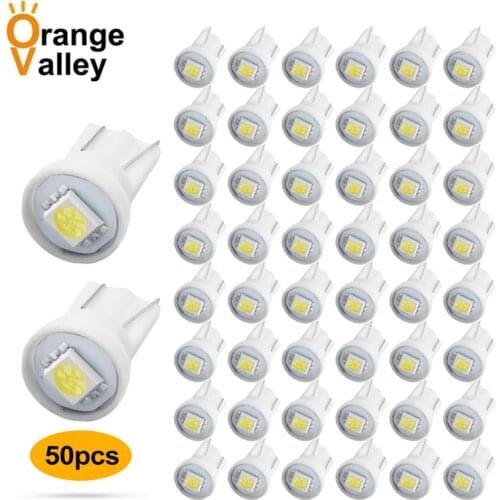 50pcs Wholesale T10 194 168 192 W5W 5050 1 Smd Led 1smd 1led Auto Lighting Wedge Car Dash Dome Reading Lamps DC12V