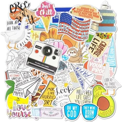 50Pcs Pack Waterproof Vine Avocado Cartoon Stickers Skateboard Suitcase Snowboard Guitar Motorcycle Laptop Toys